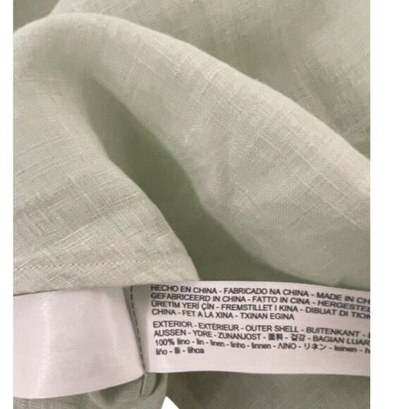 Massimo Dutti Mens Button Up Shirt Size S Green Linen Long Sleeve 0186/450 NWT - Picture 6 of 9